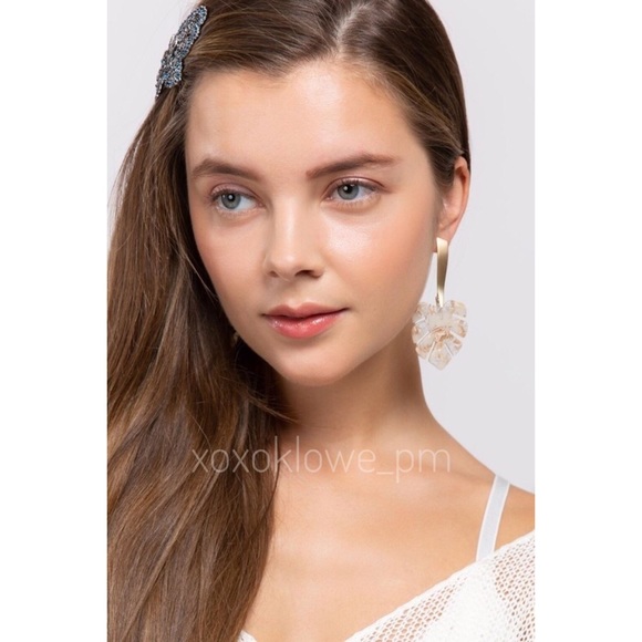 Palm Leaf Statement Drop Earrings - Picture 3 of 3